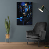Tempered Glass Art - Blue Skin and Gold Lips Wall Art Decor